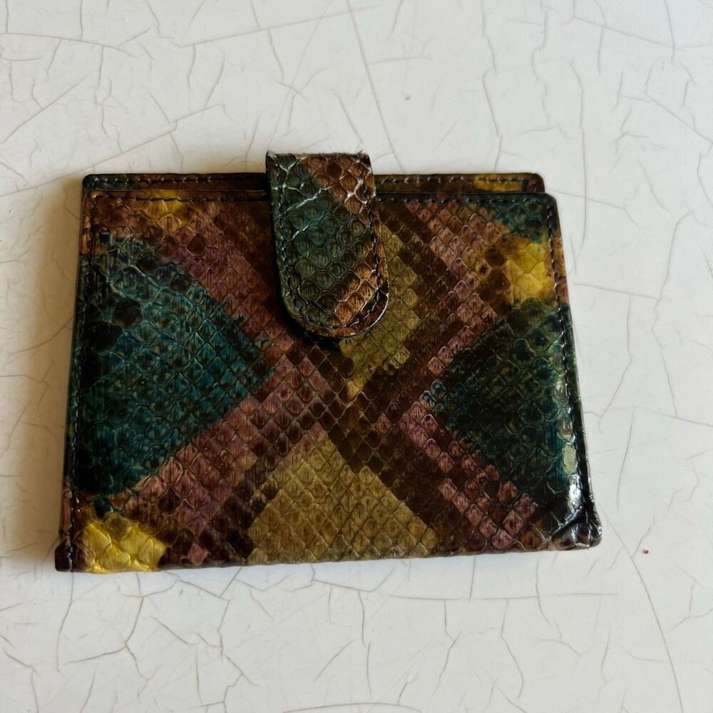 BOSCA 1990's Colorful PYTHON Snake Skin Wallet, Card holder